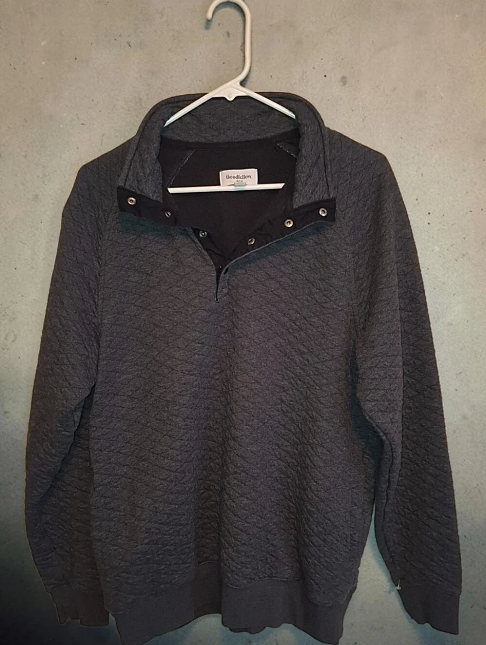 Goodfellow & Co Men's Quilted Charcoal Zip-Neck Sweater